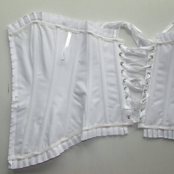 White Satin Ruffled Corset Set - NEW - Picture 7 of 10